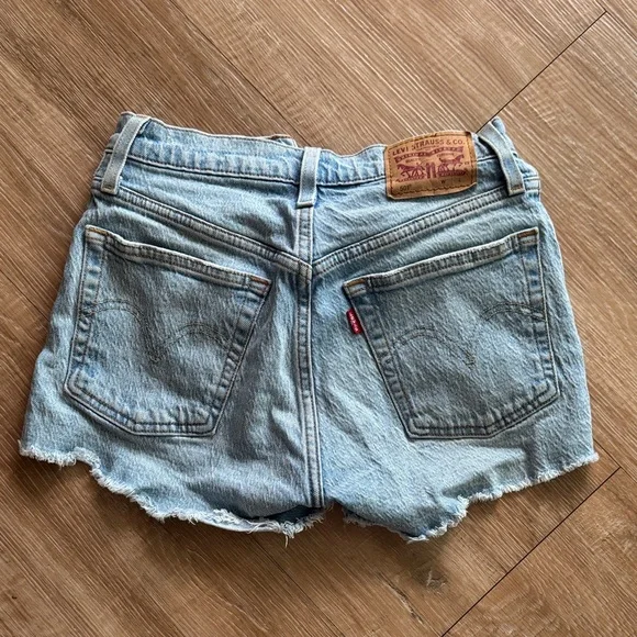 Levi's Light Blue Distressed Jean Shorts - Picture 2 of 5